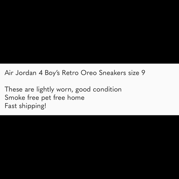 Air Jordan 4 Boy’s Retro Oreo Sneakers size 9 - Picture 6 of 6